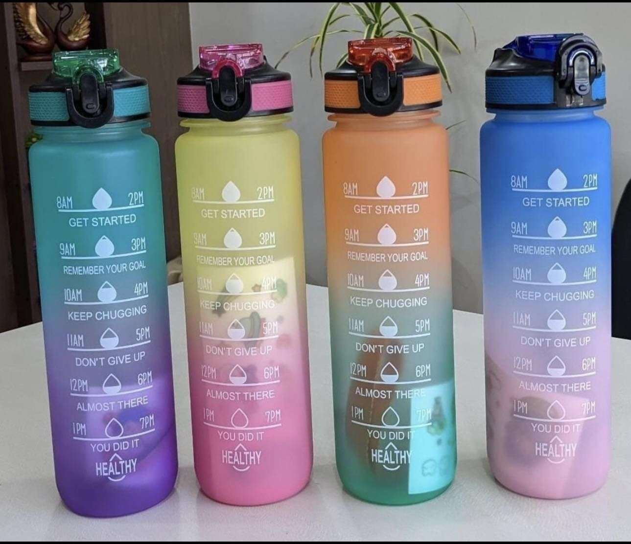 3pcs/set Sports Water Bottle With Dual Lids (2l+800ml+300ml), Large  Capacity, Bpa-free, Pop-up Cap & Straw, Inspiration Quotes, Ideal For  Fitness, Cycling, Camping, Etc. Convenient To Carry And Store, Space-saving