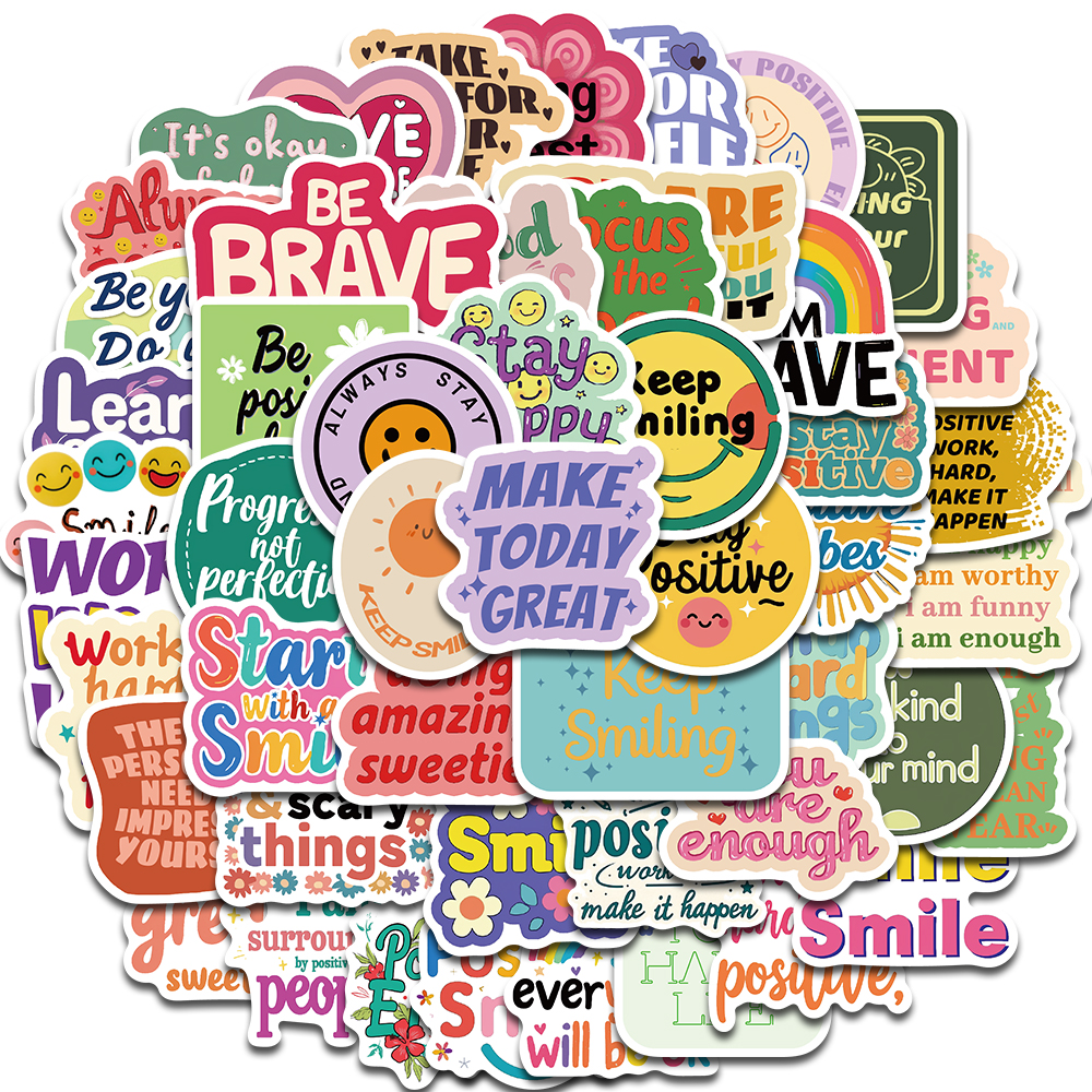 50PCS Positive Affirmation Stickers Kawaii Harajuku Skateboard Graffiti ...