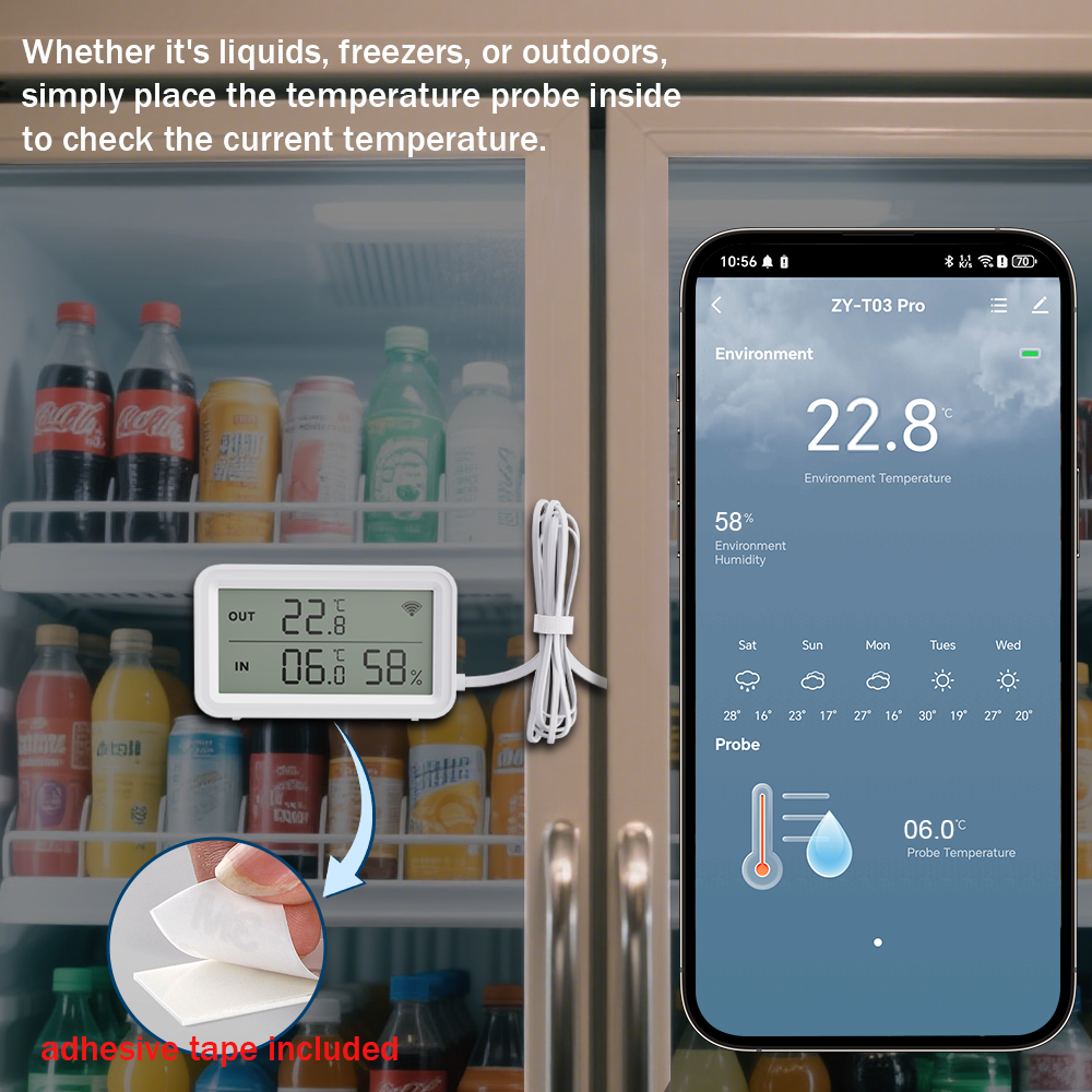 Tuya WiFi Zigbee Temperature Humidity Sensor with External Probe APP ...